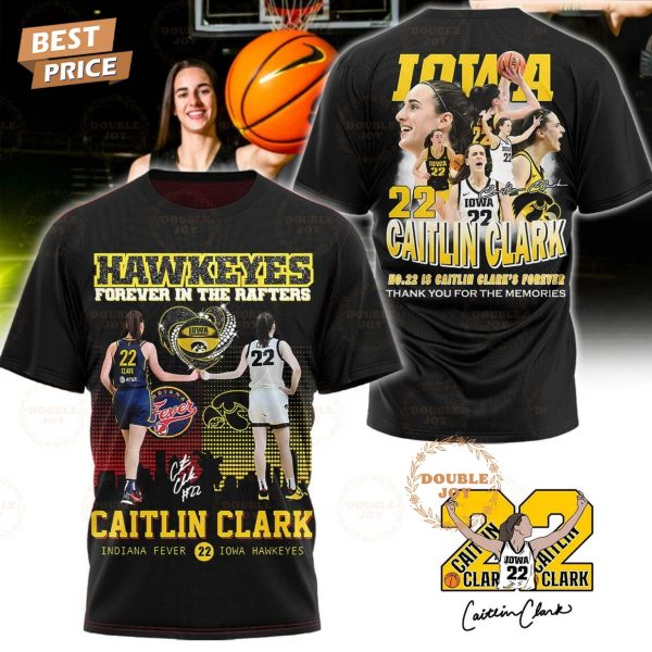 Caitlin Clark X Iowa Hawkeyes Women’s Basketball NCAA Forever In The Rafters, Thank You For The Memories T-Shirt