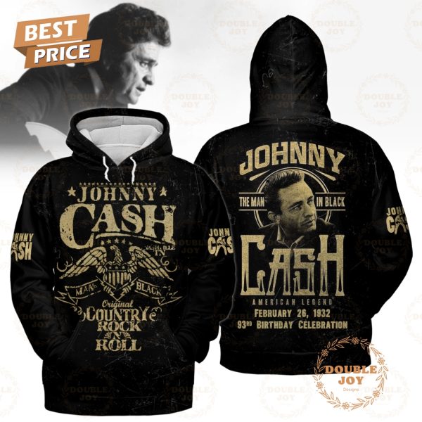 Johnny Cash The Man In Black American Legend 93rd Birthday Celebration 1932-2025 T-Shirt, Hoodie