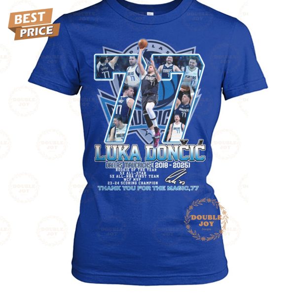 Number 77 Luka Dončić X Dallas Mavericks NBA 2018-2025 Thank You For The Magic,77 T-Shirt