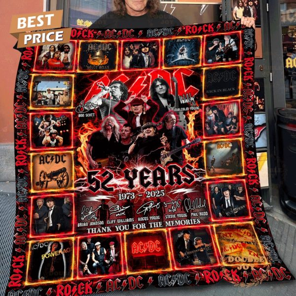 AC DC 52 Years 1973-2025 Thank You For The Memories Limited Edition Fleece Blanket