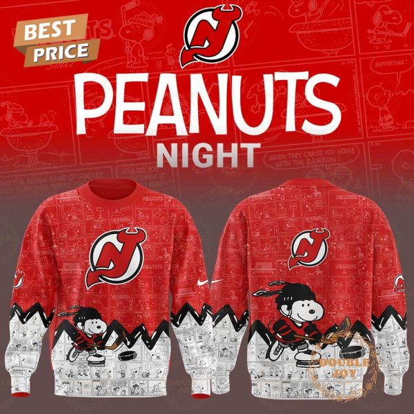 New Jersey Devils NHL Peanuts Night 75th Anniversary Red Limited Edition Hoodie