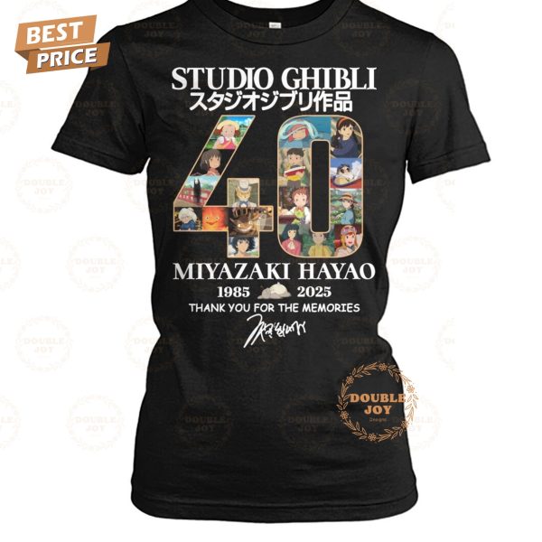 Studio Ghibli Miyazaki Hayao 40th 1985-2025 Thank You For The Memories T-Shirt