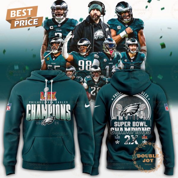 Philadelphia Eagles NFL Super Bowl Champions 2X 2024 Limited Edition Hoodie – Blue