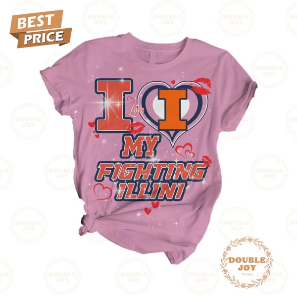 I Love Illinois Fighting Illini Basketball NCAA My Fighting Illini Pink Design Fleece Pajamas Set