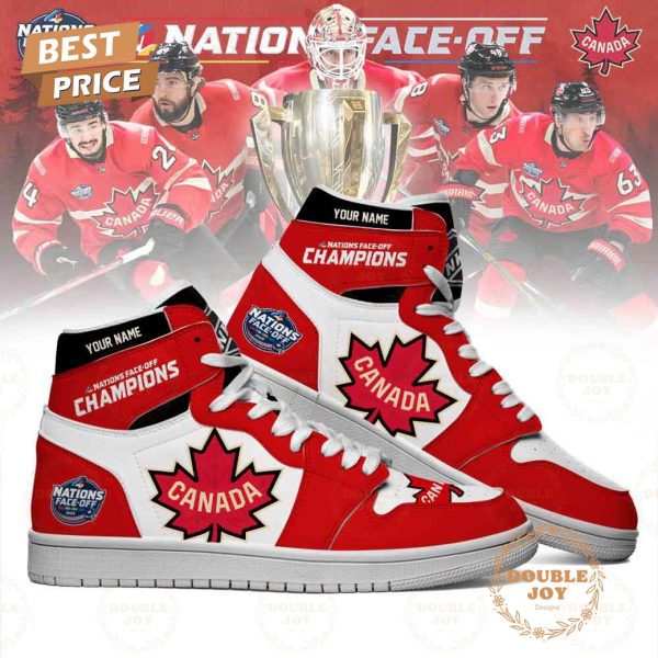 Canada Hockey 2025 4 Nations Face-Off Champions Custom Name Air Jordan 1 Hightop