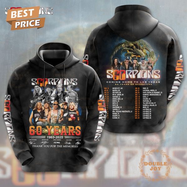 Scorpions 60 Years 1965-2025 Thank You For The Memories Limited Edition T-Shirt, Hoodie