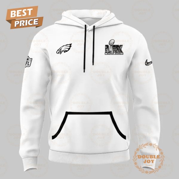 LIX Super Bowl Philadelphia Eagles NFL White Design 2025 Hoodie