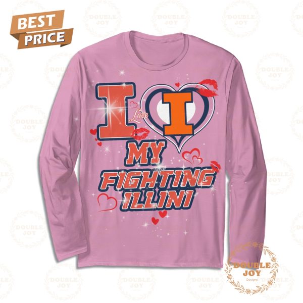 I Love Illinois Fighting Illini Basketball NCAA My Fighting Illini Pink Design Fleece Pajamas Set