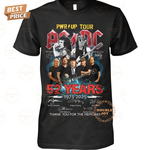 AC DC PWR Up Tour 52 Years 1973-2025 Thank You For The Memories T-Shirt