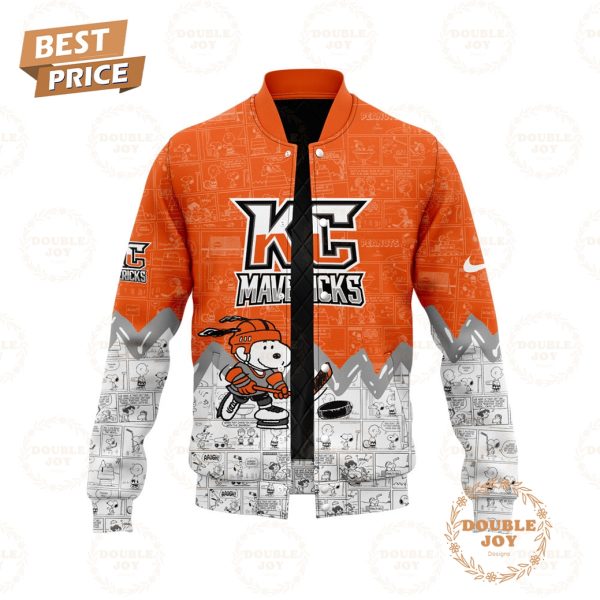 Kansas City Mavericks Peanuts Night 2025 75th Anniversary Baseball Jacket