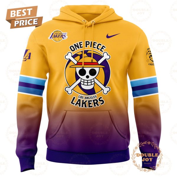 2025 Game Night Collab Los Angeles Lakers NBA x One Piece Yellow And Purple Design Hoodie