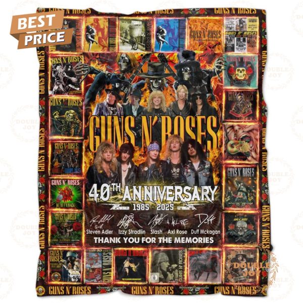 Guns N’ Roses 40th Anniversary 1985-2025 Thank You For The Memories Fleece Blanket