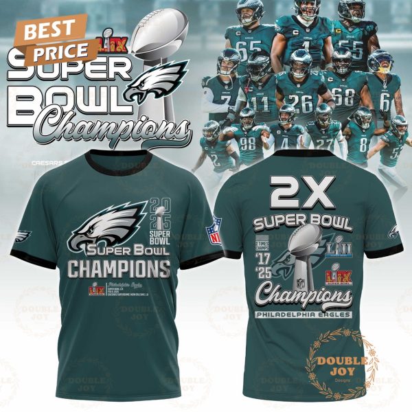 2X Super Bowl Champions LII And LIX Philadelphia Eagles NFL Limited Edition Hoodie – Blue