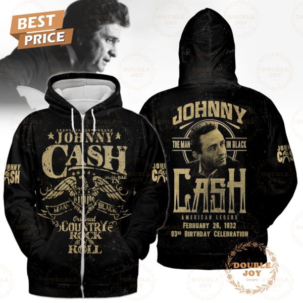 Johnny Cash The Man In Black American Legend 93rd Birthday Celebration 1932-2025 T-Shirt, Hoodie