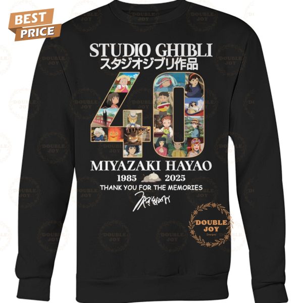 Studio Ghibli Miyazaki Hayao 40th 1985-2025 Thank You For The Memories T-Shirt