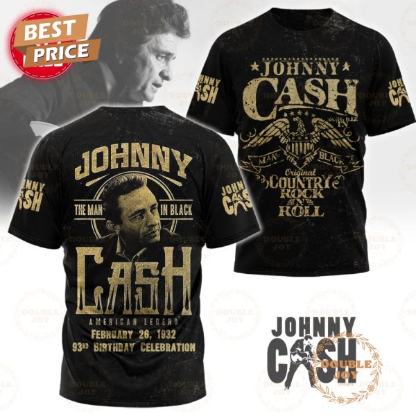 Johnny Cash The Man In Black American Legend 93rd Birthday Celebration 1932-2025 T-Shirt, Hoodie