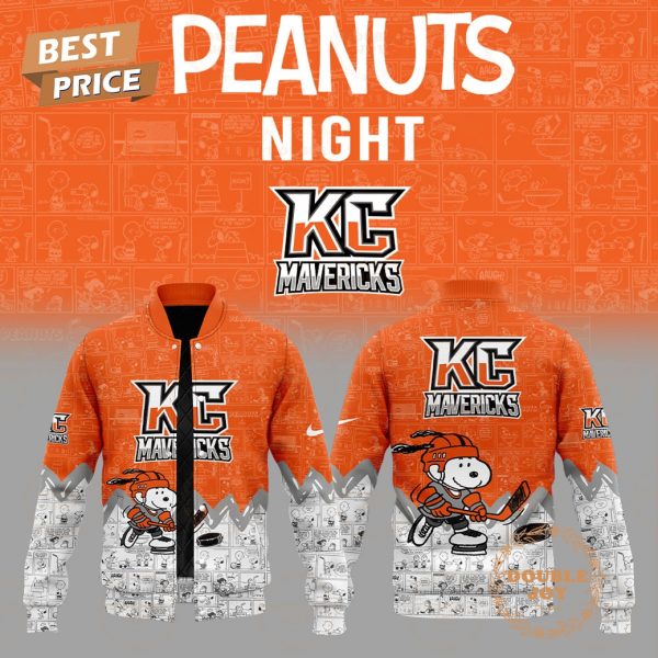 Kansas City Mavericks Peanuts Night 2025 75th Anniversary Baseball Jacket