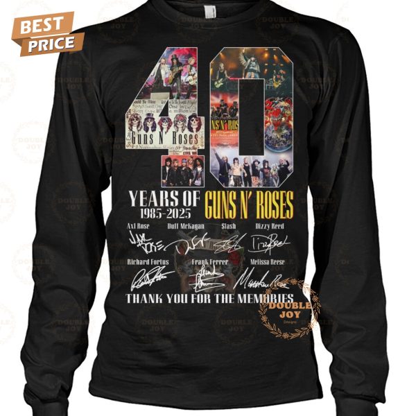 40 Years Of 1985-2025 Guns N’ Roses Thank You For The Memories T-Shirt