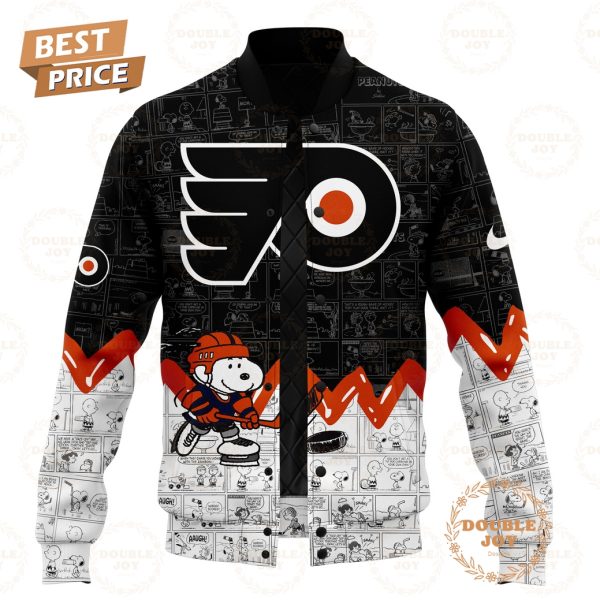 Philadelphia Flyers Peanuts Night 2025 75th Anniversary Baseball Jacket – Black