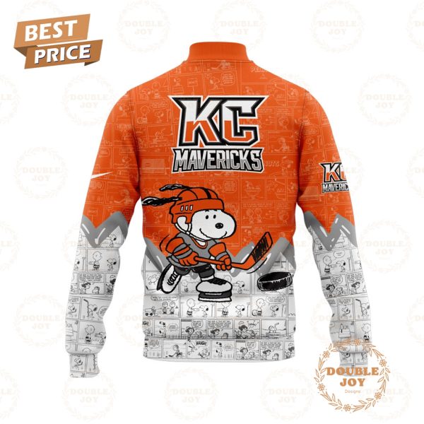 Kansas City Mavericks Peanuts Night 2025 75th Anniversary Baseball Jacket