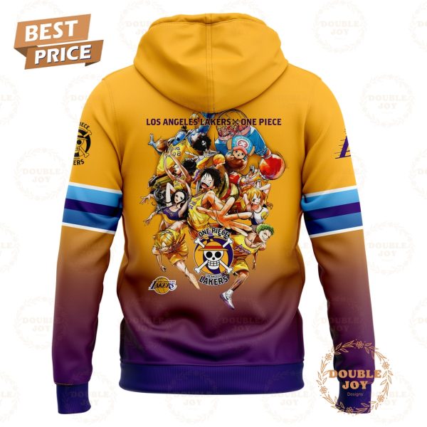 2025 Game Night Collab Los Angeles Lakers NBA x One Piece Yellow And Purple Design Hoodie