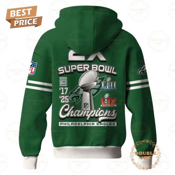 2X Super Bowl Champions LII And LIX Philadelphia Eagles NFL Limited Edition Hoodie – Green