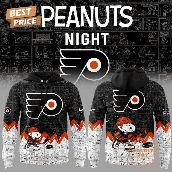 Philadelphia Flyers Peanuts Night 2025 75th Anniversary Hoodie – Black