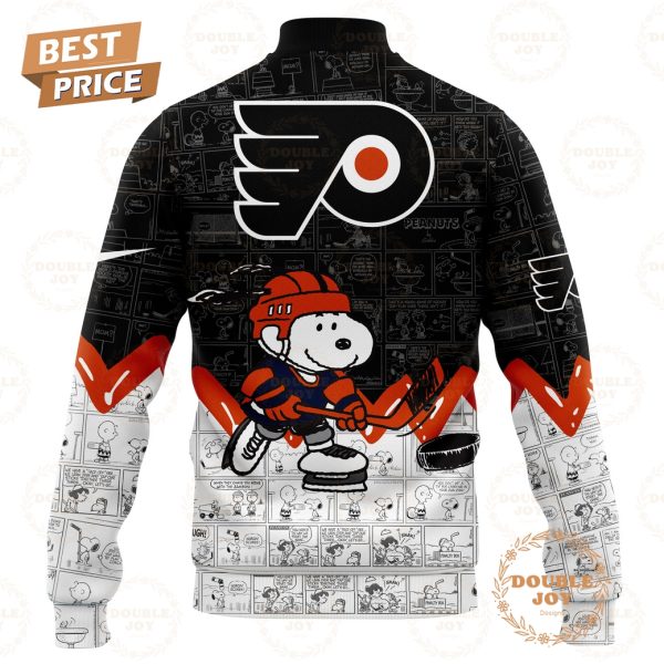 Philadelphia Flyers Peanuts Night 2025 75th Anniversary Baseball Jacket – Black