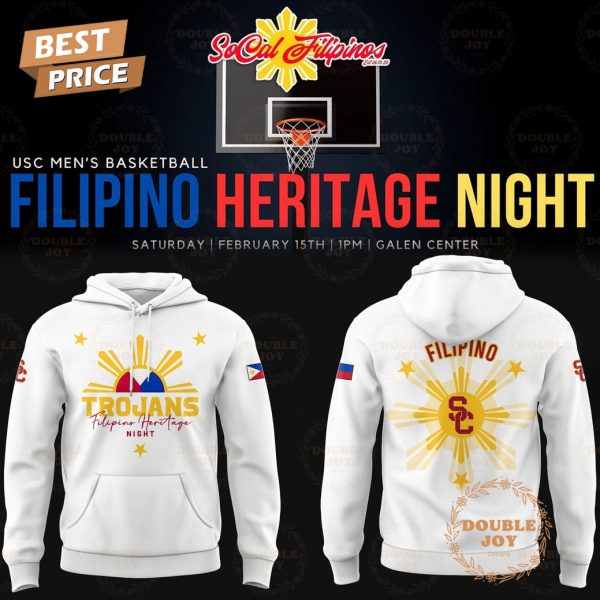 USC Trojans Men’s Basketball NCAA Filipino Heritage Night White Limited Edition Hoodie