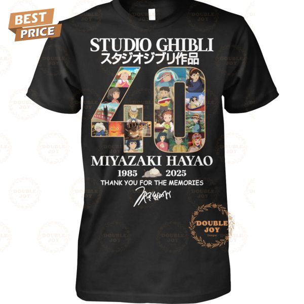 Studio Ghibli Miyazaki Hayao 40th 1985-2025 Thank You For The Memories T-Shirt