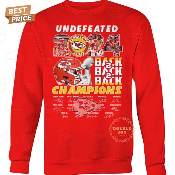 Undefeated 2024 Back 2 Back 2 Back Champions Kansas City Chiefs NFL T-Shirt