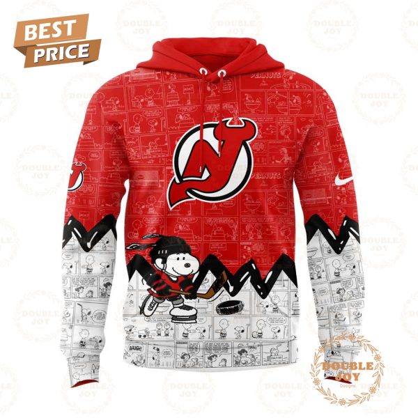 New Jersey Devils NHL Peanuts Night 75th Anniversary Red Limited Edition Hoodie