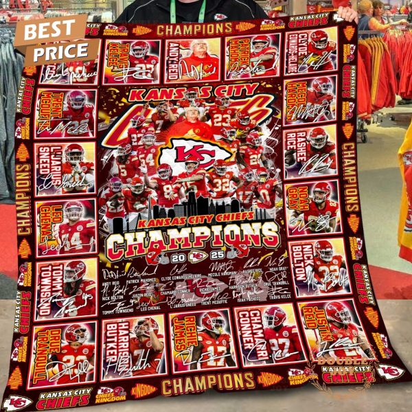 Kansas City Chiefs NFL Champions 2025 Fleece Blanket