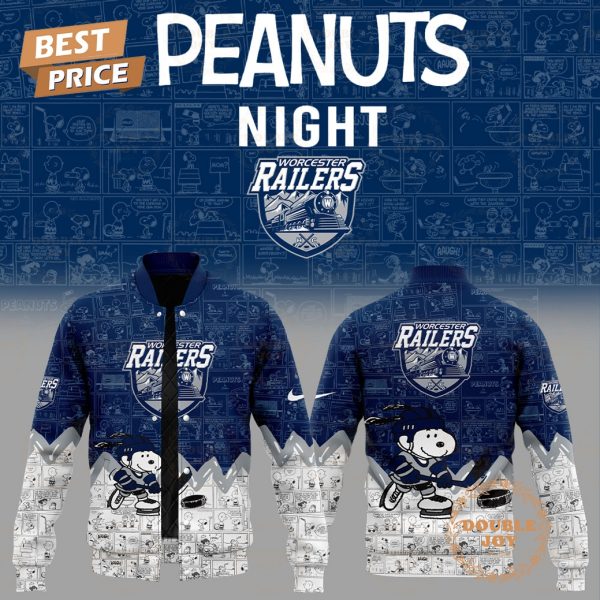 Worcester Railers Peanuts Night 2025 75th Anniversary Baseball Jacket