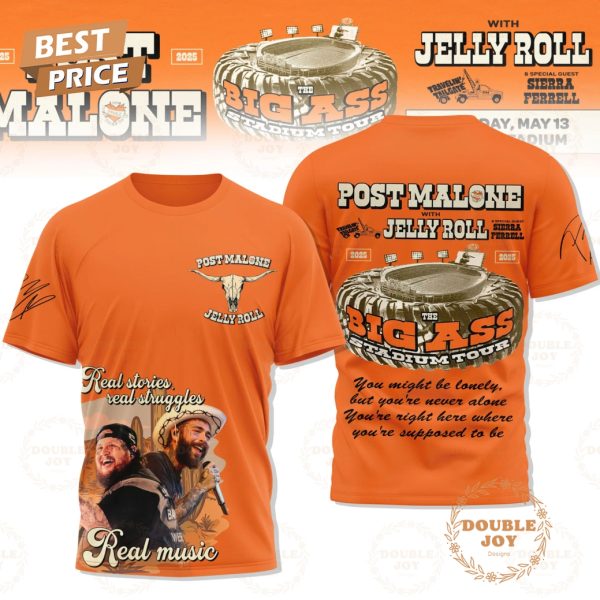 Post Malone With Jelly Roll The Big Ass Stadium Tour 2025 Limited Edition T-Shirt, Hoodie