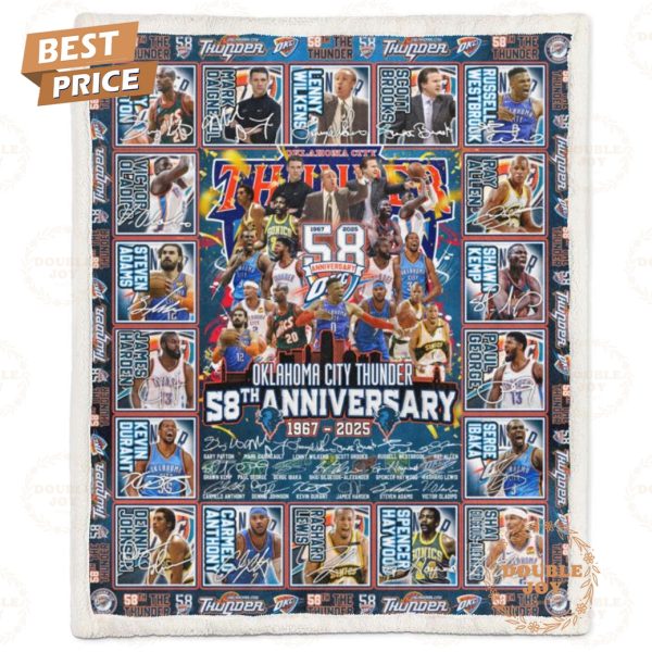 Oklahoma City Thunder NBA 58th Anniversary 1967-2025 Limited Edition Fleece Blanket