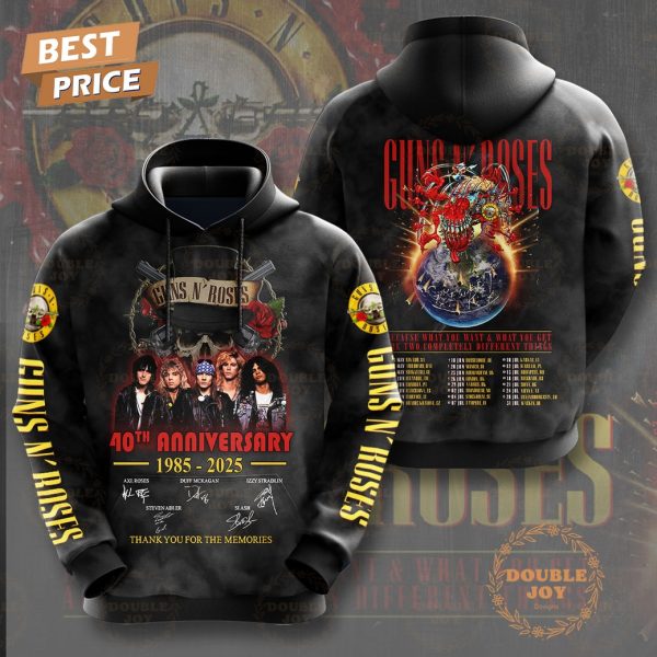 2025 Guns N’ Roses 40th Anniversary 1985-2025 Thank You For The Memories Limited Edition T-Shirt, Hoodie