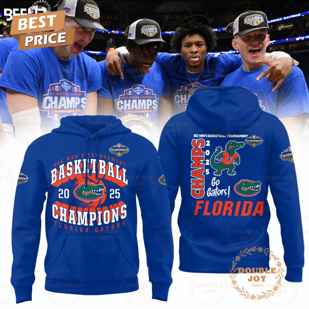 SEC Men's Tournament Basketball Champions 2025 Florida Gators Limited Edition Hoodie - Blue SEC Men's Tournament Basketball Champions 2025 Florida Gators Limited Edition Hoodie - Blue
