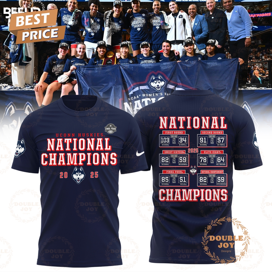 UConn Huskies Women's Basketball National Champions 2025 Limited Edition T-Shirt, Hoodie - Blue UConn Huskies Women's Basketball National Champions 2025 Limited Edition T-Shirt, Hoodie - Blue
