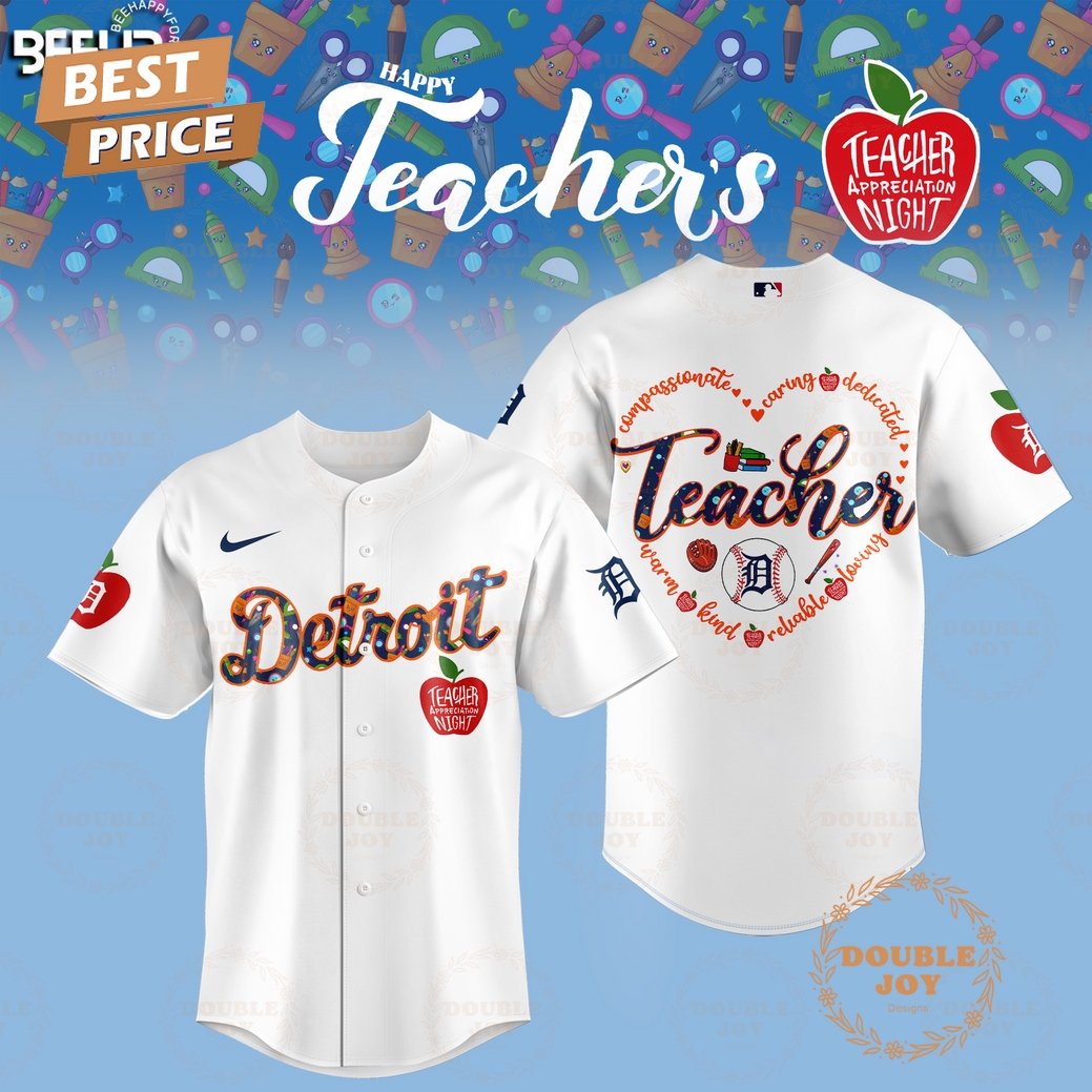 2025 Detroit Tigers Happy Teachers Appreciation Night Limited Edition Baseball Jersey - White 2025 Detroit Tigers Happy Teachers Appreciation Night Limited Edition Baseball Jersey - White