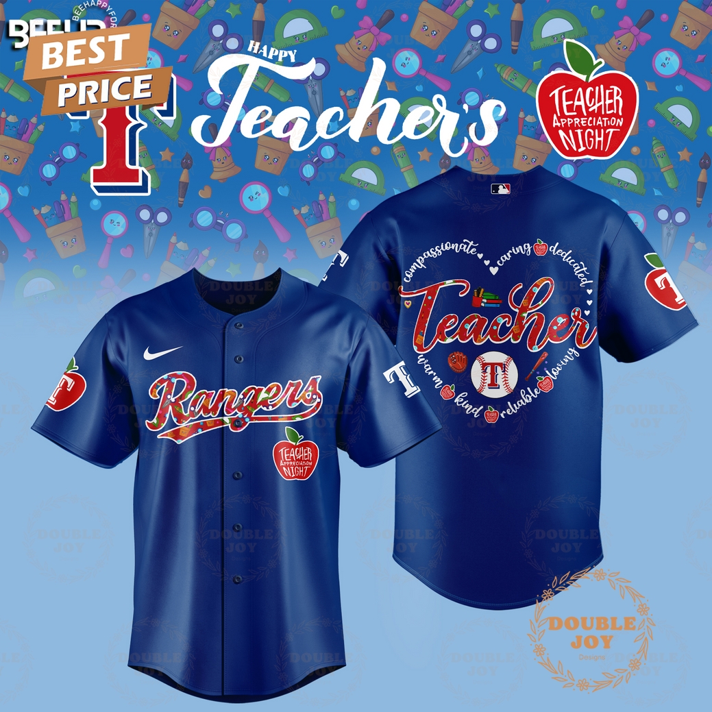 2025 Texas Rangers Happy Teachers Appreciation Night Limited Edition Baseball Jersey - Blue 2025 Texas Rangers Happy Teachers Appreciation Night Limited Edition Baseball Jersey - Blue
