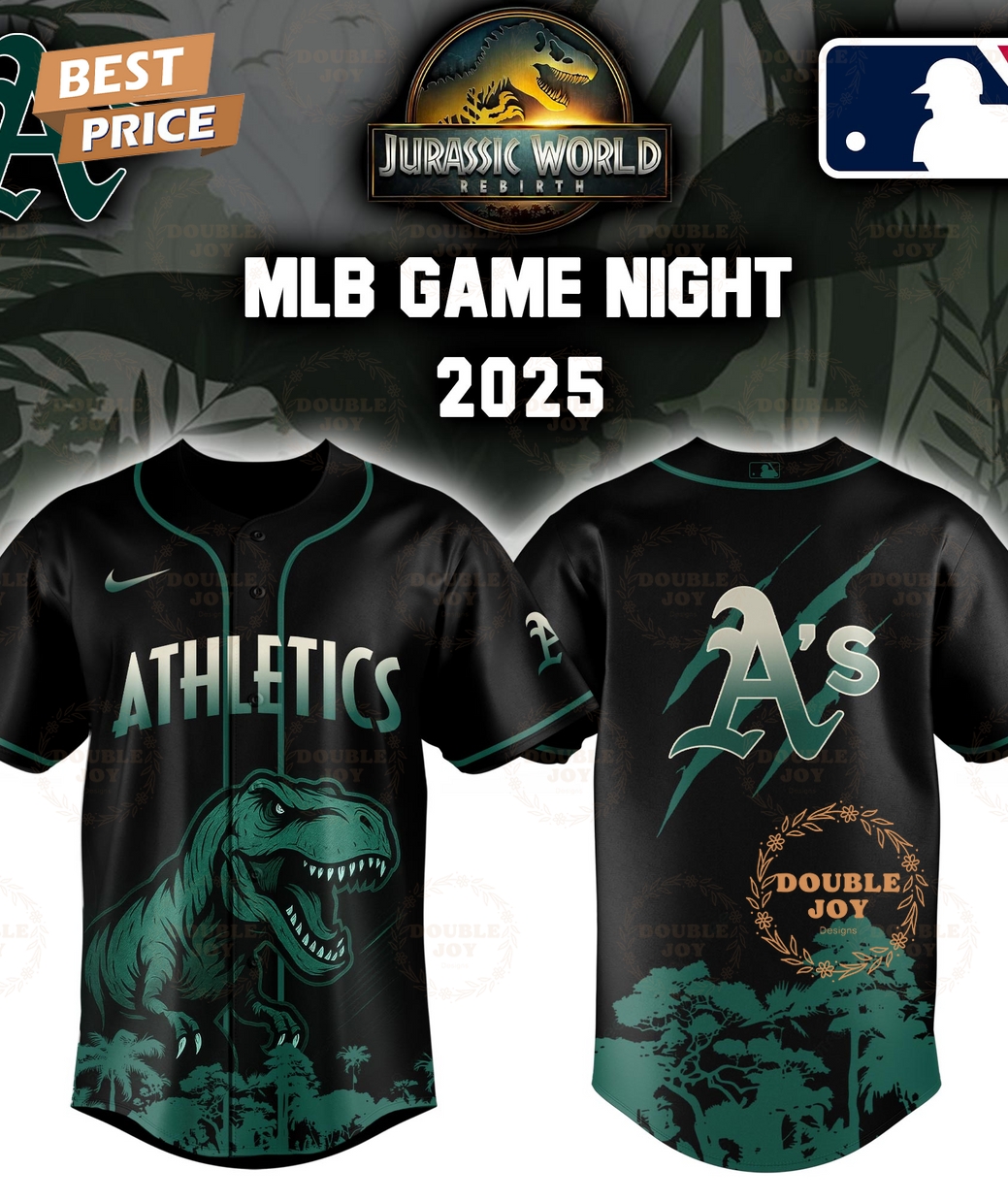 Athletics Jurassic World Rebirth Game Night 2025 Special Edition Baseball Jersey Athletics Jurassic World Rebirth Game Night 2025 Special Edition Baseball Jersey