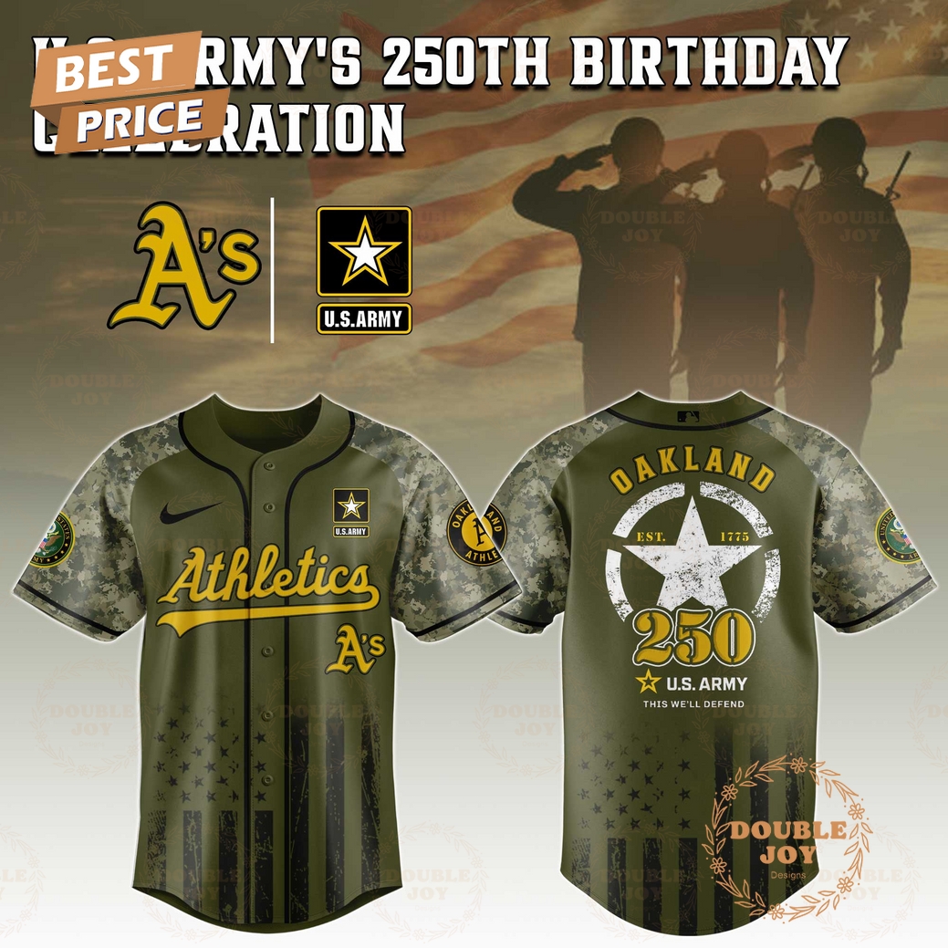 Athletics U.S. Army's 250th Limited Edition Baseball Jersey Athletics U.S. Army's 250th Limited Edition Baseball Jersey