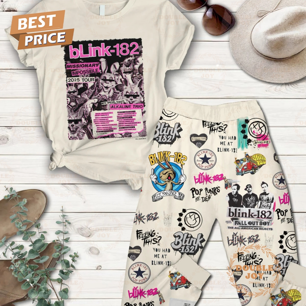 Blink-182 Missionary Impossible 2025 Tour Fleece Pajamas Set Blink-182 Missionary Impossible 2025 Tour Fleece Pajamas Set