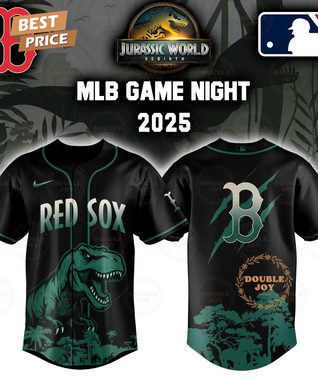 Boston Red Sox Jurassic World Rebirth Game Night 2025 Special Edition Baseball Jersey Boston Red Sox Jurassic World Rebirth Game Night 2025 Special Edition Baseball Jersey