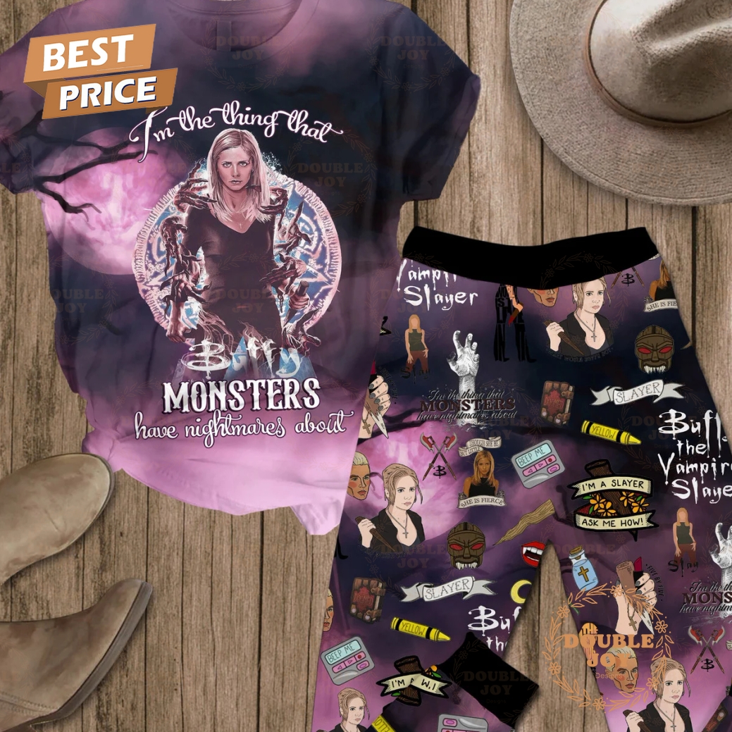 Buffy The Vampire Slayer I'm The Thing That Monsters Have Nightmares About Fleece Pajamas Set Buffy The Vampire Slayer I'm The Thing That Monsters Have Nightmares About Fleece Pajamas Set