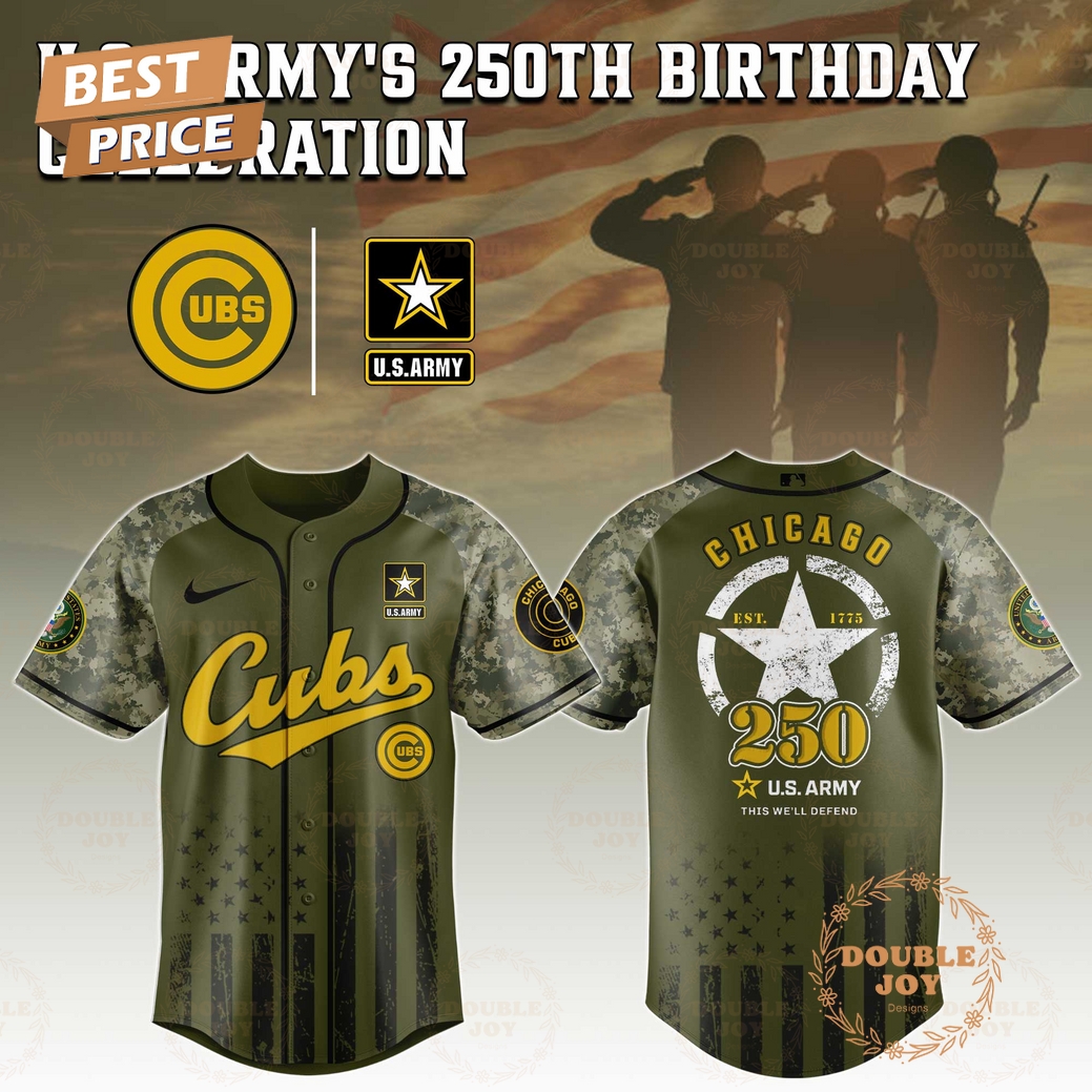 Chicago Cubs U.S. Army's 250th Limited Edition Baseball Jersey Chicago Cubs U.S. Army's 250th Limited Edition Baseball Jersey