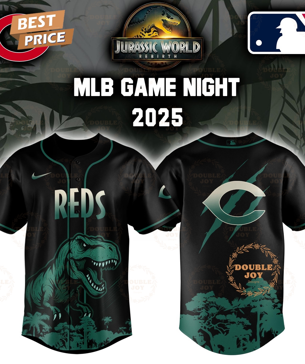 Cincinnati Reds Jurassic World Rebirth Game Night 2025 Special Edition Baseball Jersey Cincinnati Reds Jurassic World Rebirth Game Night 2025 Special Edition Baseball Jersey