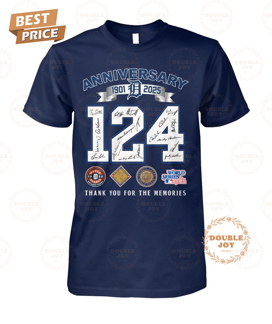 Detroit Tigers 124th Anniversary 1901-2025 Thank You For The Memories T-Shirt Detroit Tigers 124th Anniversary 1901-2025 Thank You For The Memories T-Shirt