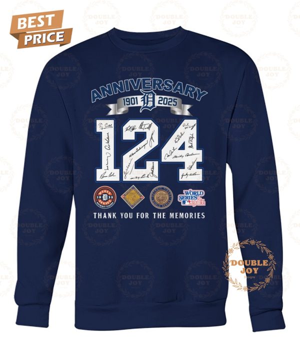 Detroit Tigers 124th Anniversary 1901-2025 Thank You For The Memories T-Shirt